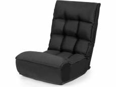 Chaise pliable de sol relax - dossier à 4 position réglable 90°-150° en tissu de lin de style jabonais noir