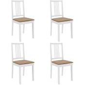 Chaises à manger avec coussins lot de 4 blanc bois