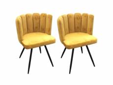 Charlotte - lot de 2 chaises velours jaune