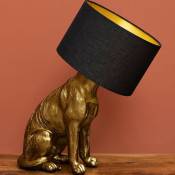 Chehoma - Lampe chien doré et noir 60x31x44cm - Doré