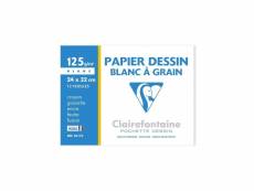 Clairefontaine - pochette dessin - papier a grain p.e.f.c - 24 x 32 - 12 feuilles - 125g - couleur blanche CLA3329680961744