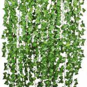 Cmodihi - Lot de 12 guirlandes de lierre artificiel à suspendre pour maison, cuisine, jardin, bureau, mariage, décoration murale - Vert