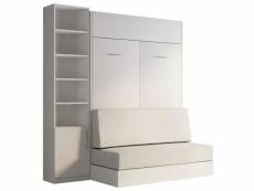 Composition lit escamotable blanc dynamo sofa canapé intégré blanc cassé 140*200 cm l : 201 cm 20100893192