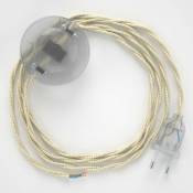 Creative Cables - Cordon pour lampadaire, câble TM00 Effet Soie Ivoire 3 m. Choisissez la couleur de la fiche et de l'interrupteur Transparent
