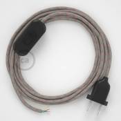 Creative Cables - Cordon pour lampe, câble RD51 Stripes Vieux Rose 1,80 m. Choisissez la couleur de la fiche et de l'interrupteur Noir