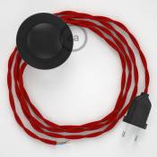 Creativecables - Cordon pour lampadaire, câble TM09 Effet Soie Rouge 3 m. Choisissez la couleur de la fiche et de l'interrupteur! | Noir