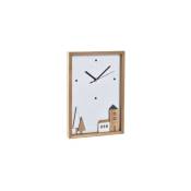 Dkd Home Decor - Horloge Murale Bois Blanc Maisons (20 x 4 x 30 cm)