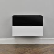 [en.casa] - Définissez 2 pcs Table de chevet de chambre avec tiroir de conception moderne différentes couleurs Couleur : Blanc brillant / noir