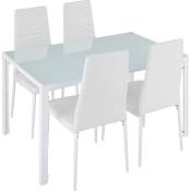 Ensemble table + 4 chaises - salon de jardin, set de balcon, meuble de jardin - blanc