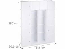 Étagère cubes rangement penderie armoire plastique 14 casiers 180 cm blanc helloshop26 13_0001070_2