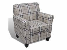 Fauteuil chaise siège lounge design club sofa salon avec coussin tissu crème helloshop26 1102311
