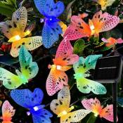 Guirlande lumineuse solaire en forme de papillon 12 LED - étanche - En fibre optique - Pour jardin,pelouse,patio,fête de