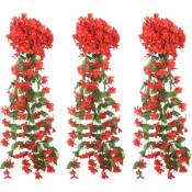Guirlandes de fleurs artificielles 3 pcs rouge 85 cm