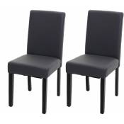 HHG - 2x chaise de salle à manger chaise de cuisine Littau imitation cuir, gris mat, pieds foncés - grey