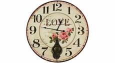 Horloge Ancienne Balancier Love 58cm - Bois - Blanc