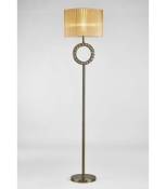 Lampadaire Florence rond avec Abat jour bronze 1 Ampoule laiton antique/cristal