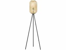 Lampadaire trépied cannage bambou style cosy 40 w