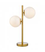 Lampe de table globe Bombazine Verre opal,laiton massif naturel 2 ampoules 50cm