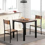 LBF - Ensemble table et chaises, table à manger + 2 chaises, structure en métal, convient pour balcon, salle à manger, salon, design industriel rétro