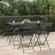 Lot de 4 Chaises de jardin pliantes - Chaises d'extérieur pour terrasse/jardin Noir Résine tressée et acier BV523772