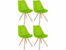 Lot de 4 chaises de salle à manger sofia en plastique pieds en bois , vert clair/nature (carré)