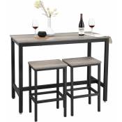 Lot Table et chaises de Bar, Table Haute avec 2 tabourets de Style Industriel, pour Cuisine, Salle à Manger, Salon, Grège - Vasagle