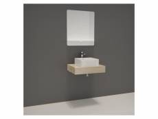 Meuble de salle de bain will - plan épais 60 cm + equerres + vasque + miroir
