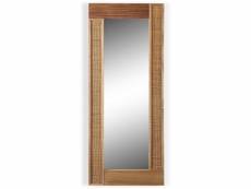 Miroir en bois et rotin effet cannage 50 x 120 cm