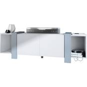 Moderne Meuble tv Lowboard Table tv Bas Table de Télévision Ida in Blanc mat - Panneaux en Denim mat - Panneaux en Denim mat - Vladon