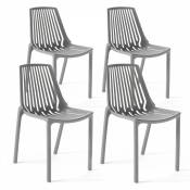Oviala - Lot de 4 chaises en plastique gris - Gris