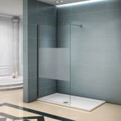 Paroi de douche 120x200 cm verre satiné au central paroi de douche à l'italienne verre anticalcaire avec