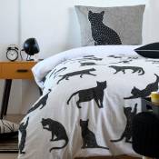 Parure de lit aux impressions de chat - Noir - 140 x 200 cm