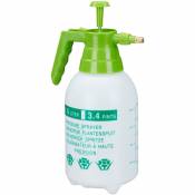 Pulvérisateur 1,5 litre buse réglable en laiton pour plantes jardin produits ménagers pe, blanc/vert - Relaxdays