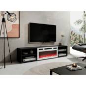 Salon Meuble tv avec cheminée blanc rollo cm 180x33x37-39h noir mat