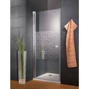 Schulte - Porte de douche pivotante, profilé aspect chromé, Style 2.0 verre 5 mm anticalcaire, décor Galets chromés 90 x 192 cm