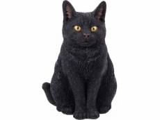 Statue de jardin chat assis en résine 29 cm noir