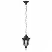 Suspension d'extérieur milano noire au design de lanterne en style campagnard E27 H:40 cm étanche - Noir - Noir