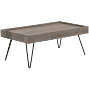 Table Basse Rectangulaire 100 x 60 cm Plateau en mdf Effet Bois Gris et Pieds en Métal Noir de Style Rétro pour Salon Moderne ou Minimaliste Beliani