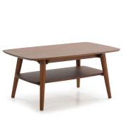 Table basse rectangulaire, bois massif couleur noyer,