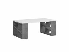 Table basse taiga 140x75cm bois blanc et gris béton