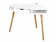 Table de bureau d'angle en mdf coloris blanc - longueur