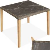 Table en rotin avec cadre en Aluminium et Bois 93,5 x 93,5 x 75 cm - marron naturel