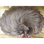Tableau peinture femme cheveux au vent 120 x 90 cm