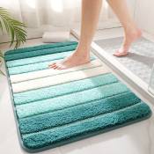 Tapis de bain antidérapant, super doux, lavable en machine, absorbant, 50 x 80 cm, turquoise
