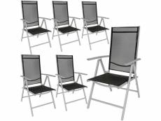 Tectake lot de 6 chaises de jardin pliantes en aluminium - noir/gris 404364