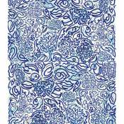 Tissu imprimé calligraphie moderne - Bleu - 1.4 m