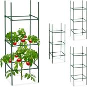 Tuteurs, lot de 4, HxLxP : 90 x 32 x 32 cm, fleurs et légumes, métal, plastique, aide à la croissance, vert - Relaxdays