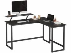 Vasagle bureau en forme de l, table d’angle avec support d’écran, pour étudier, jouer, travailler, gain d’espace, pieds réglables, cadre métallique, a