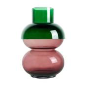 Vase en verre vert et rose 15,9x24 cm Bubble Flip Medium - Cloudnola
