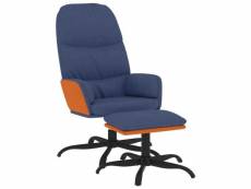 Vidaxl chaise de relaxation avec tabouret bleu tissu